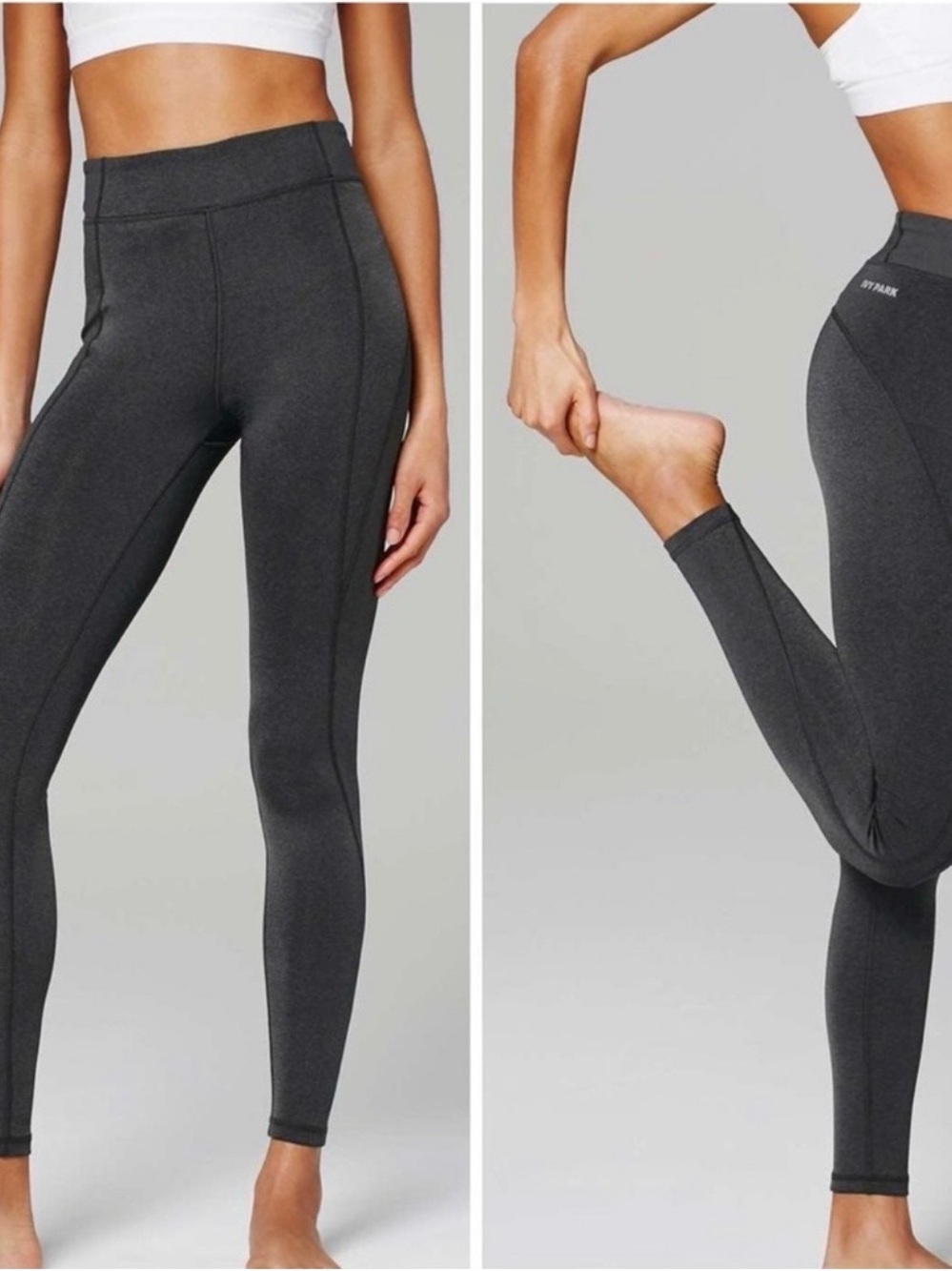 IVY PARK Women’s XXS Charcoal High-Waist Athletic Performance Leggings Back Zip